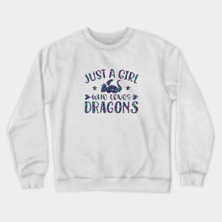 Just A Girl Who Loves Dragons Blue Confetti Leopard Crewneck Sweatshirt